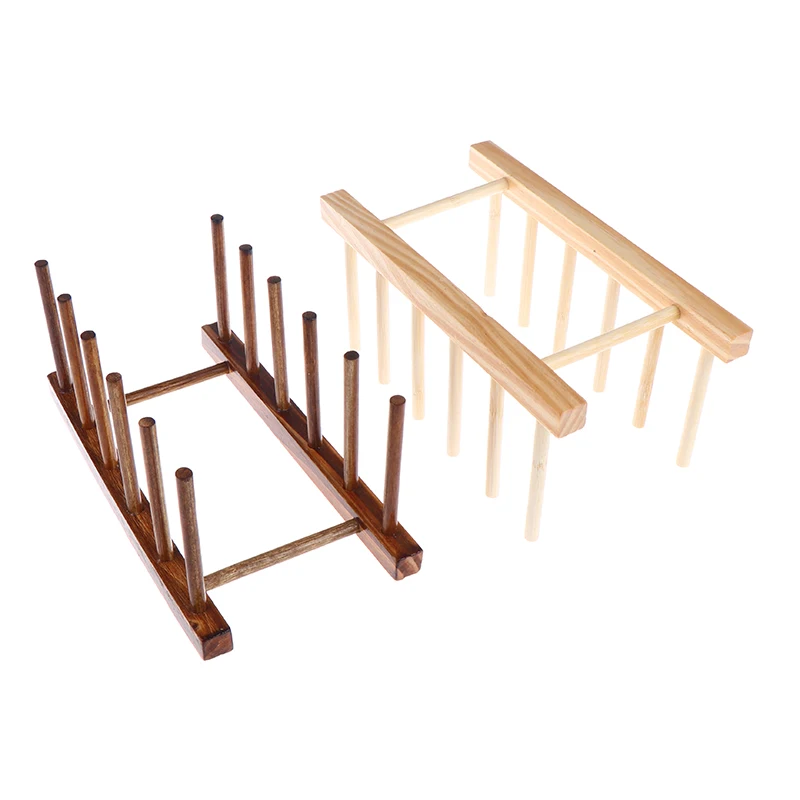Wooden Dish Drainer Rack Plate Dish Drying Rack Pot Lid Racks Kitchen Organizer Drying Cups Display Shelf Storage Rack