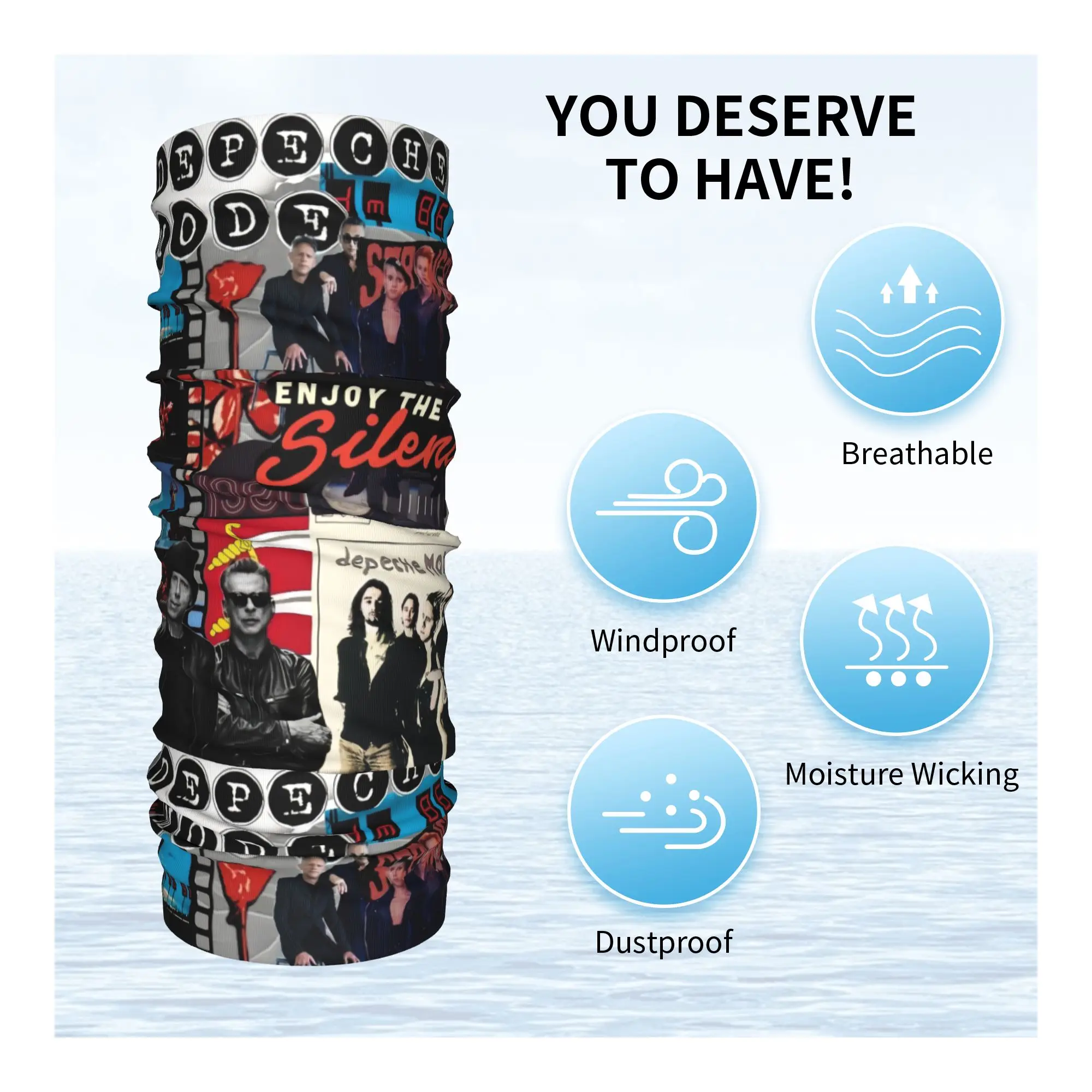 الإلكترونية روك Depeche كول صور CollageMode الشتاء عقال الرقبة أدفأ الرجال النساء تزلج الصيد وشاح أنبوبي الوجه باندانا الجراب