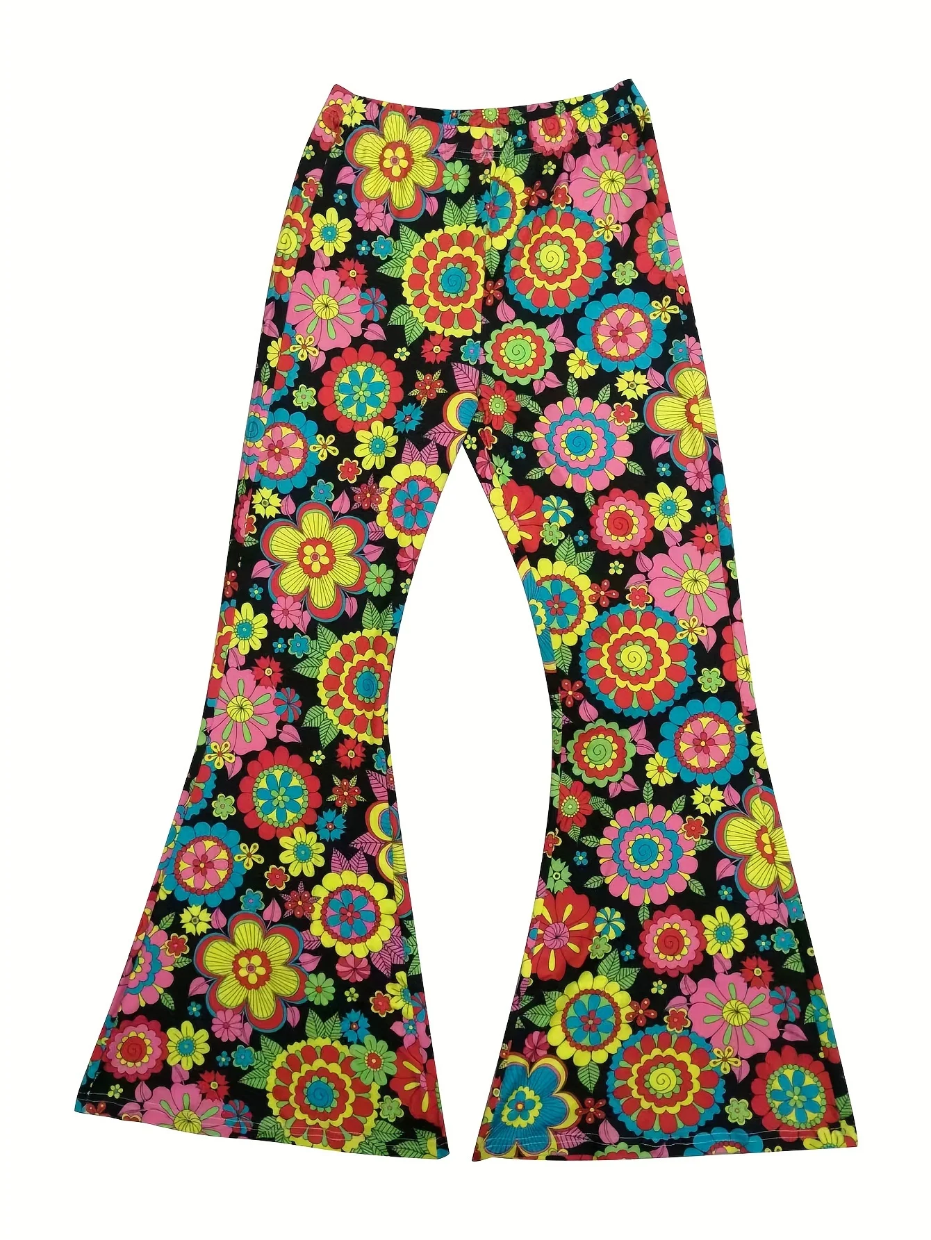 Pantalones acampanados estampados de estilo bohemio para mujer, pantalones cómodos sexys informales elásticos