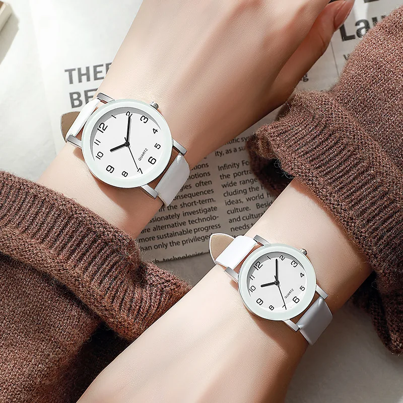 Fashion Simple Leather Clock Quartz Watches Women Men Casual Digital Wristwatch Couple Watches Relojes Para Mujer Wholesale