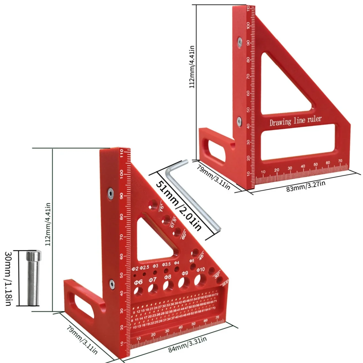 1pc/2pcs Metric Miter Triangle Ruler Layout Measuring Tool, 3D Multi-Angle Plastic Woodworking Square Protractor Measuring Ruler