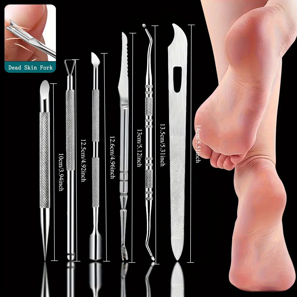 مجموعة مزيل البشرة من الفولاذ المقاوم للصدأ، سكين إصلاح القدم ثنائي الاستخدام، أدوات مانيكير وباديكير دقيقة، مثالية للاستخدام المنزلي في الصالونات #4
