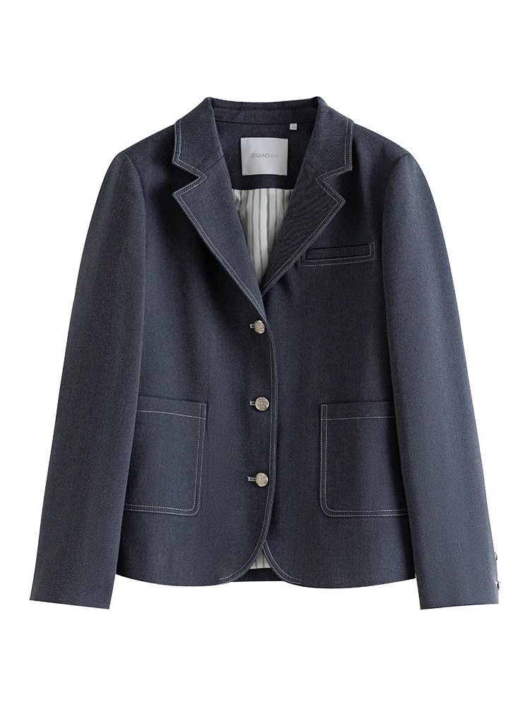 ZIQIAO British College Style Suit Sets for Female Autumn Chic Design Loose Blazers + Mini Pleated Skirt Two-piece Set Women