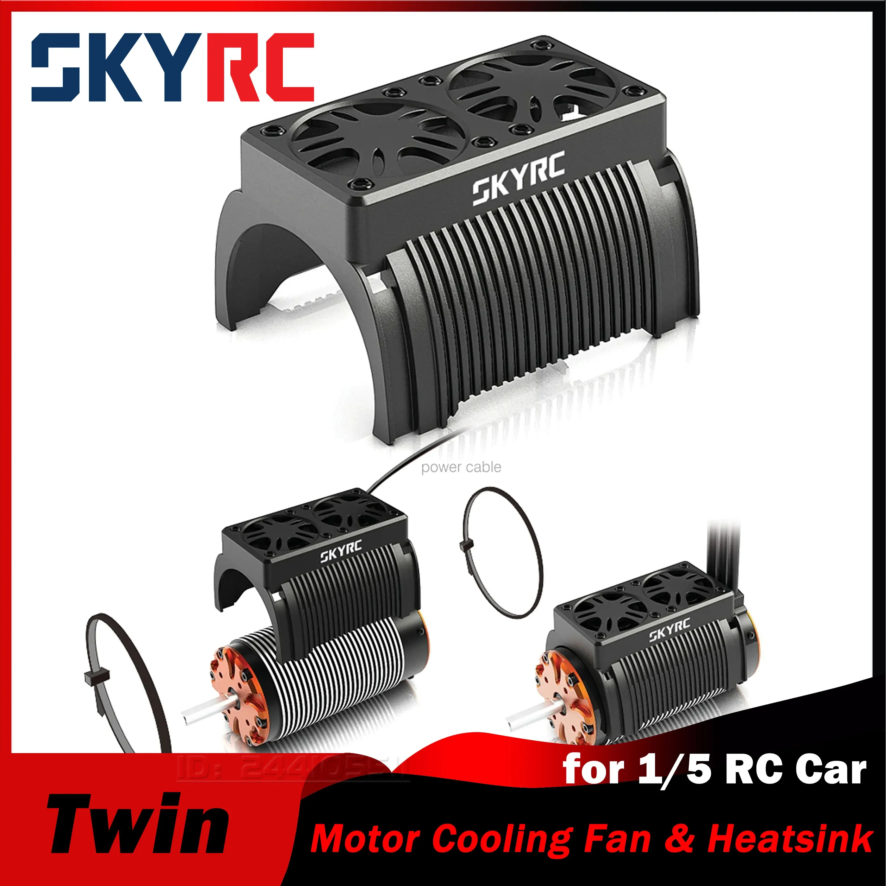 

SKYRC Twin Motor Fan Cooling with Housing Heatsink 5-7.4V for 1/5 Scale Traxxas Arrma 55mm Brushless Engine RC Car Receiver BEC