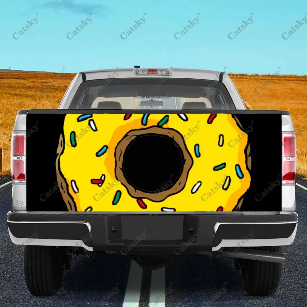 

Custom Yellow Donuts Car Tail Trunk Protect Vinly Sticker Decal Car Hood Full Body Decoration Sticker for SUV Off-road Pickup