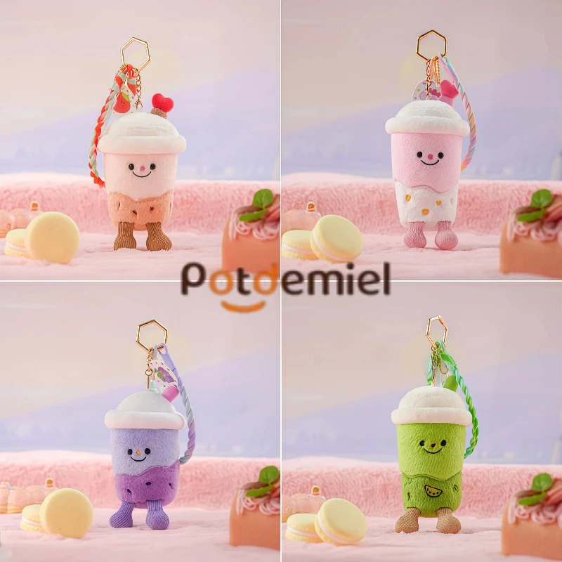 سلسلة سلسلة مفاتيح قطيفة أصلية من بوتديمييل بتصميم كوب شاي الحليب الفقاعي، لعبة محشوة لطيفة، تعليقة حقيبة ظهر، تعليقة حقيبة ناعمة، هدية للبنات والأولاد