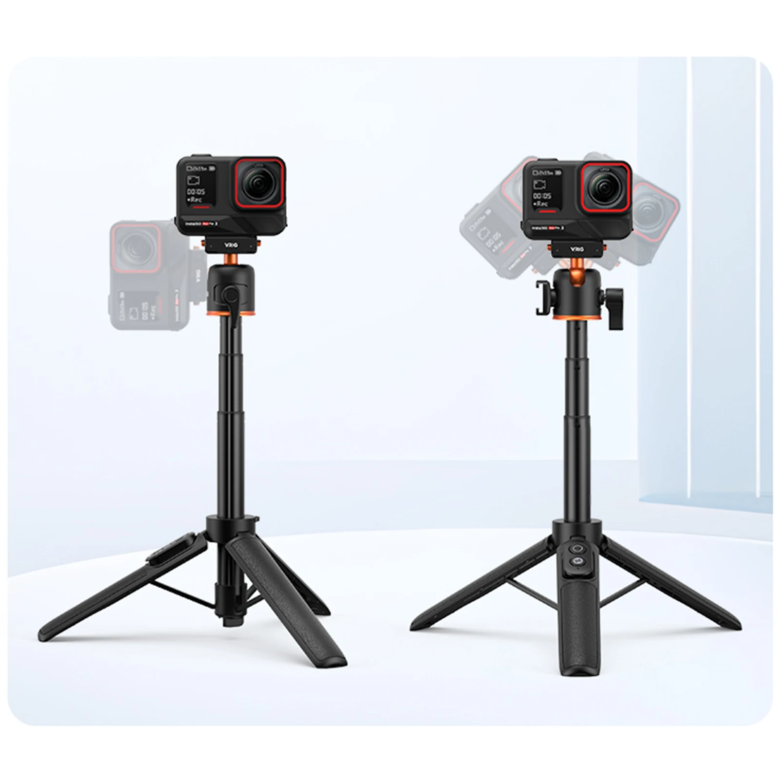 VRIG 360 ° Kugelkopf Magnetischer Selfie-Stick Stativ für Insta360 Ace Pro 2/ Ace Pro/ X5 Bluetooth-Kamera Stativ für Vlog Live-Video – Detail 9
