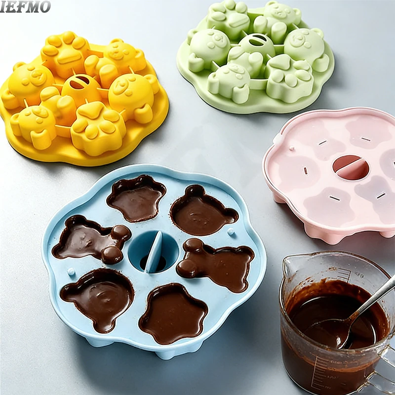 1Pcs Silikon Backform Cartoon Tier Bär Geformt Kuchen Form Eiswürfel Form Eismaschine Küche Gadget Backen Werkzeuge