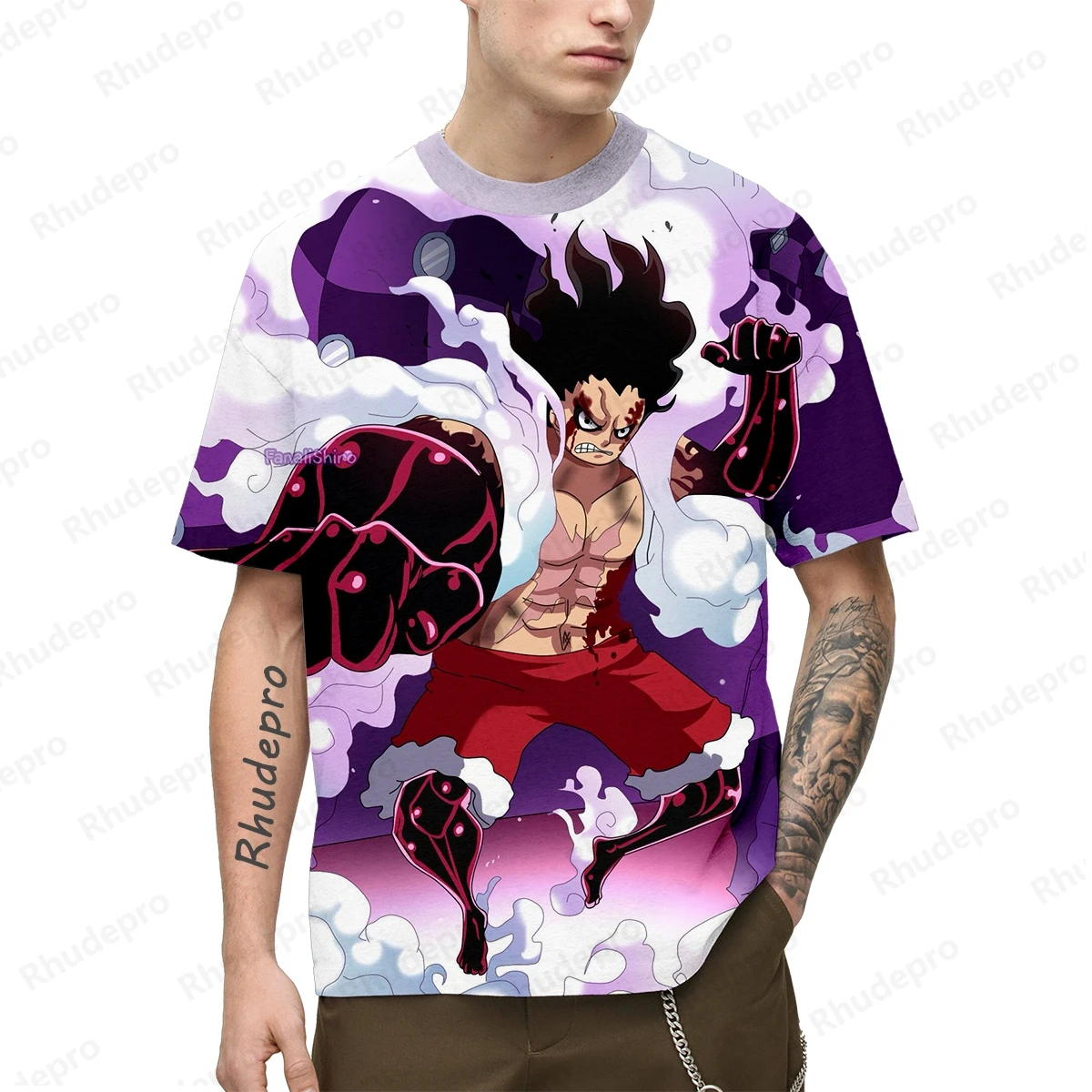 Camiseta de manga curta de anime japonês de uma peça masculina, camisa estampada Luffy 3D, roupas masculinas, tops, populares, 2022