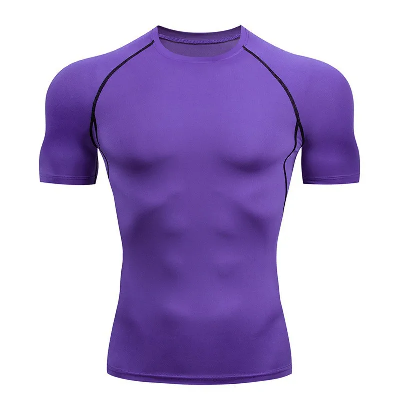 Men's Bat-Printed Compression T-Shirt Sporty Summer Gym Fitness Jogging Top with Short Sleeve Casual for Running