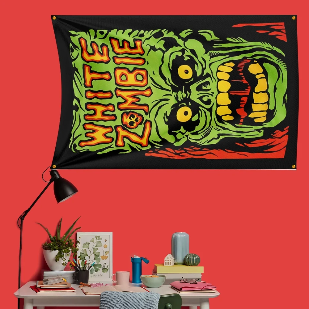 White Zombie Inspired Rock Music Flag 3x5 FT 90x150cm Polyester Decorative Banner Tapestry For Music Fans Bedroom Wall Decoratio