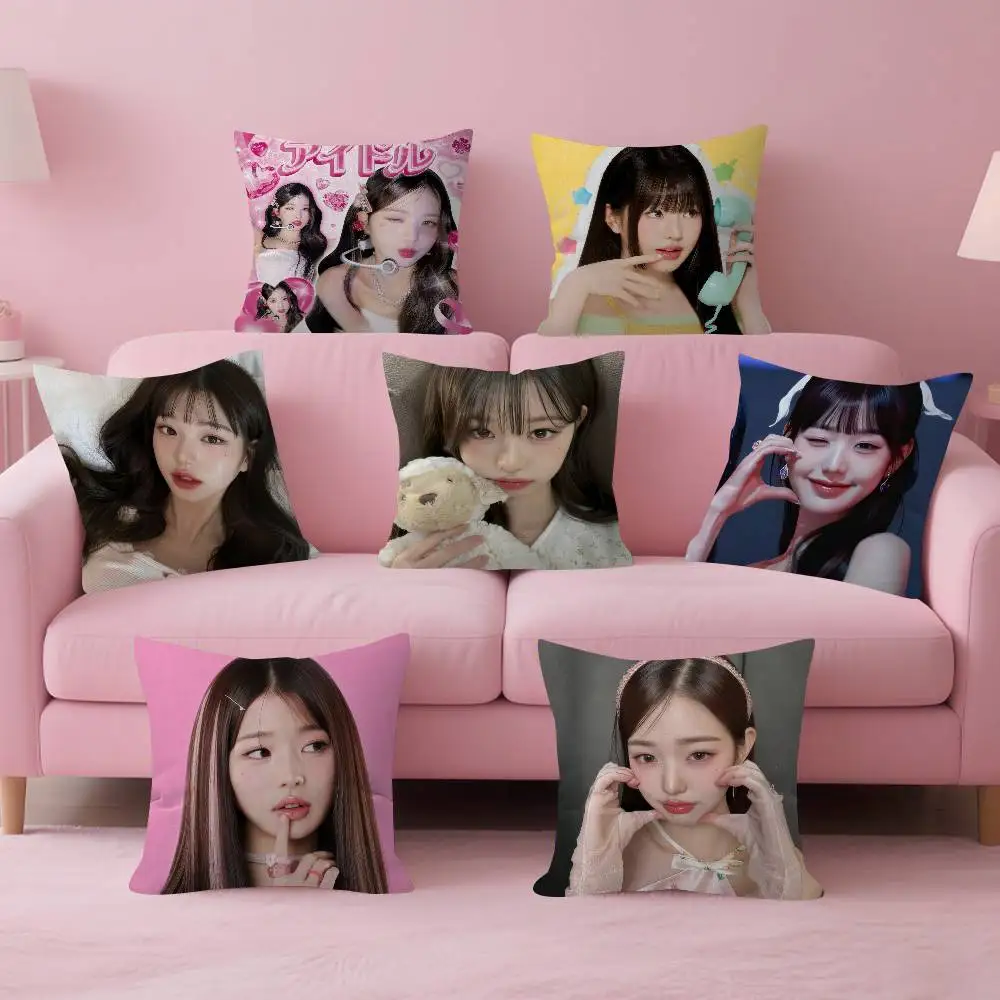 Koreanischer Idol Jang Beauty W-Wonyoung Anime-Kissen Sofakissen Kopfkissenbezug Kissenhülle 45x45 cm Modisch
