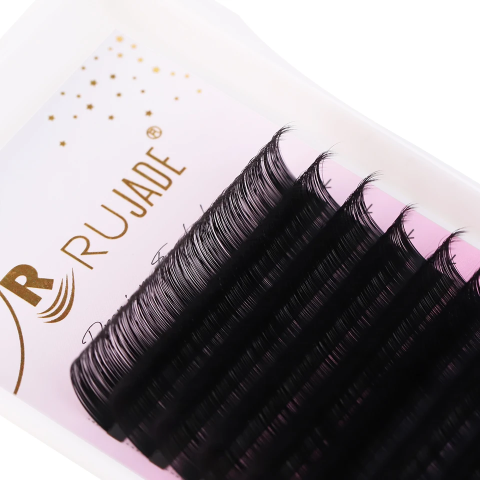 RUJADE 5-25mm Long Lash Matte Black Cashmere Eyelash Extensions Volume Tray Individual Eyelashes 0.03 0.05 0.07 0.10 Faux Cilios