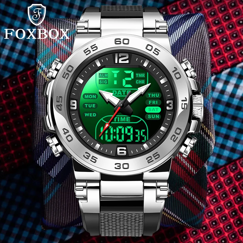 

FOXBOX 2026, новые цифровые часы, мужские модные роскошные кварцевые наручные часы, спортивные водонепроницаемые светящиеся военные мужские часы Reloj Hombre