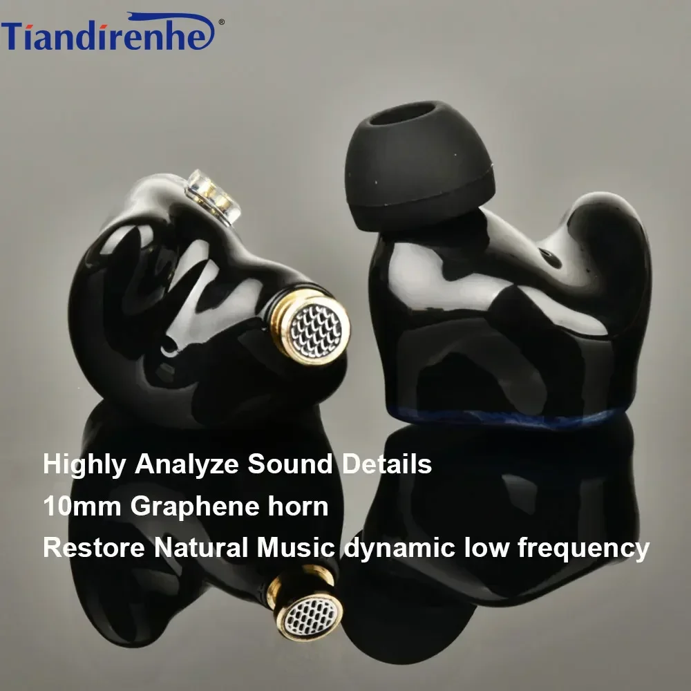 Tiandirenhe TD19 Graphene unit resin starry HIFI Bass Earphone 0.78mm In Ear Single-acting coil Music Earbuds For TFZ cable