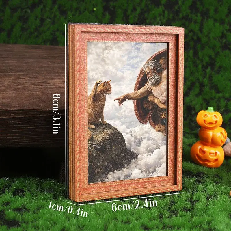 Lustiger Kühlschrankmagnet „Kreation des Adams“ mit Katzenmotiv, kreativer Kunstdruck-Magnetaufkleber für die Dekoration des Küchenkühlschranks – Detail 3