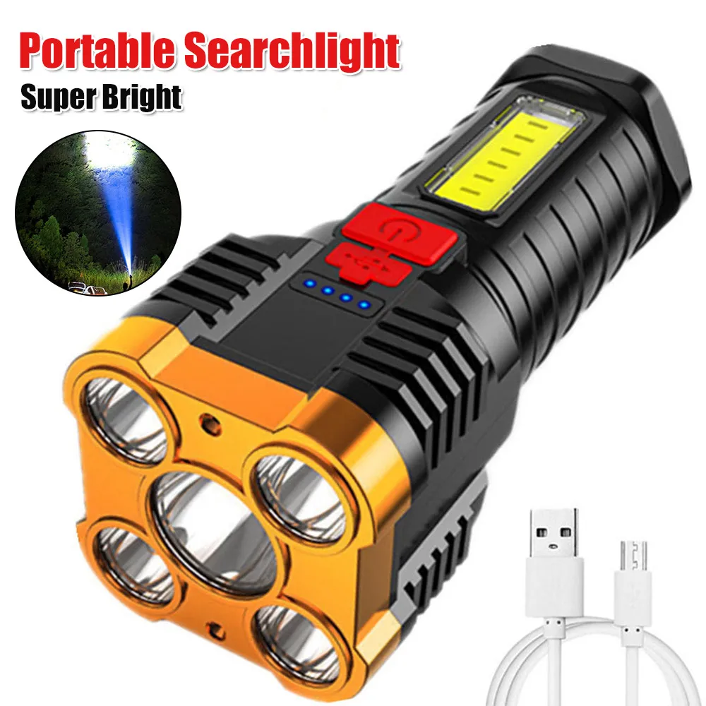 

2pcs P7900 Super Bright Flashlight Rechargeable Waterproof Spotlight Lamp 300-1000m Range IPX6 Waterproof USB Charging Lamp