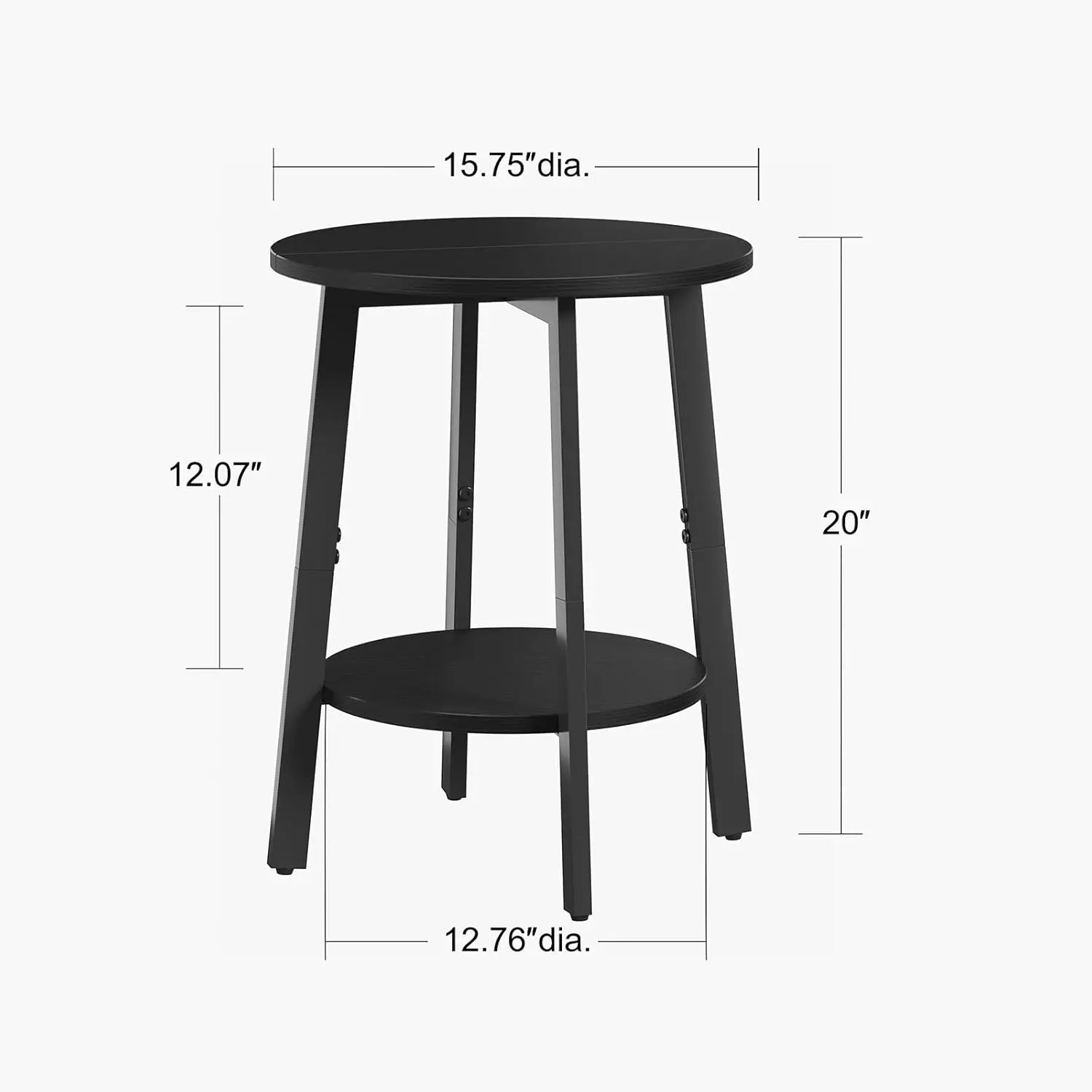 

Side Table Set Of 2, Small Round End Table With Storage Shelf For Small Space, 2-Tier Black Bedside Table Sofa Couch Table,