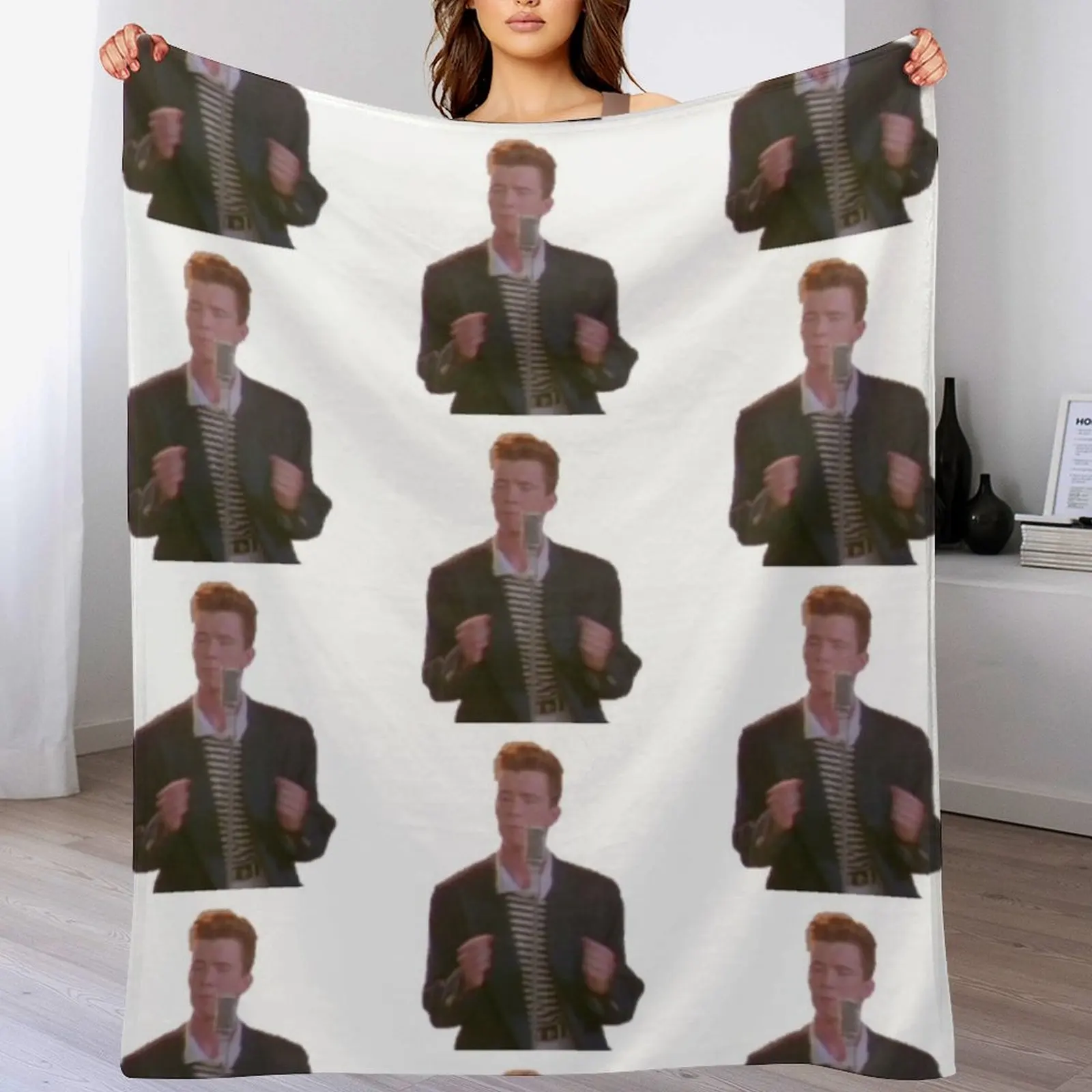 

Rick Astley Rick Roll Never Give You Up Throw Blanket Color Fast Cozy Throw Blanket