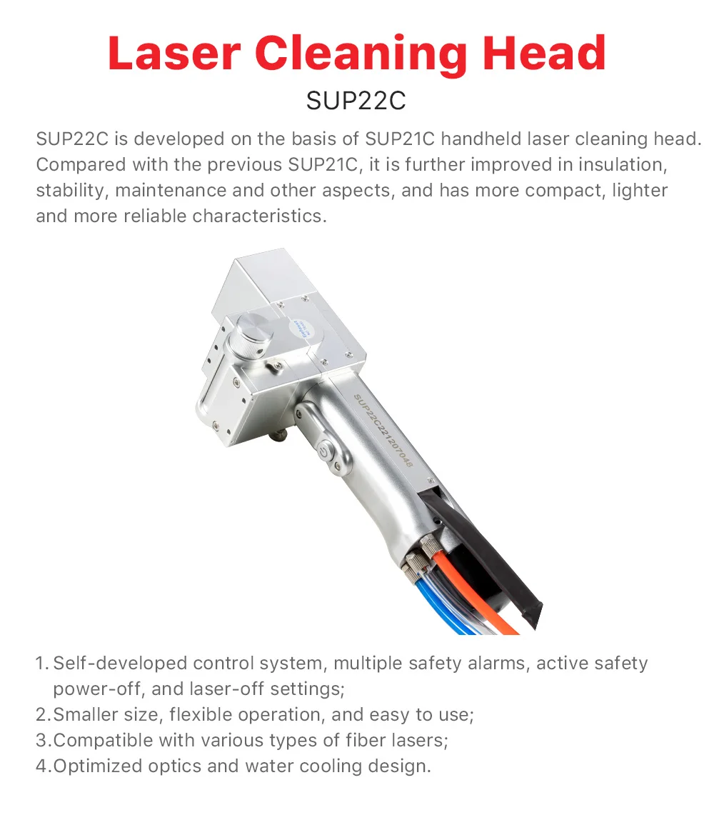 SUP22C Handgehaltener Laserreinigungskopf 1064nm 50/60Hz mit Hydrokühlung Kompatibel mit Verschiedenen Arten von Faserlasern – Detail 1