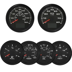 ELING GPS 속도계 타코미터 + 52mm 수온 오일 압력 연료 레벨 전압계, 8 가지 색상 백라이트, 85mm 200 KM/H 160MPH