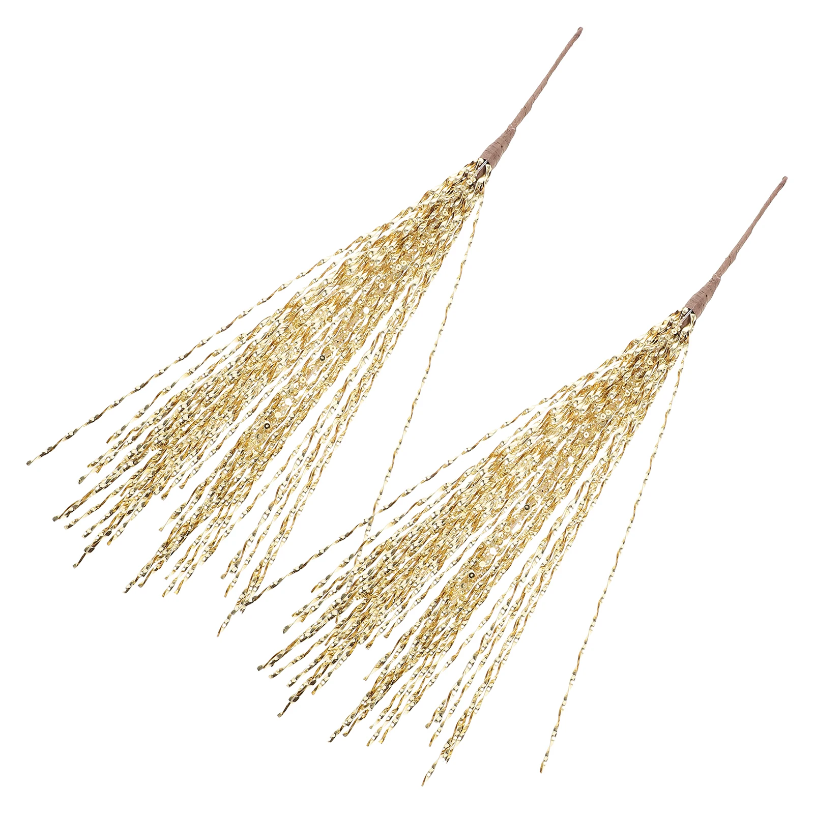 

2Pcs Shiny Artificial Glitter Branches Christmas Tree Decorations Gold Filler Picks for Holiday Winter Events Wedding Vase
