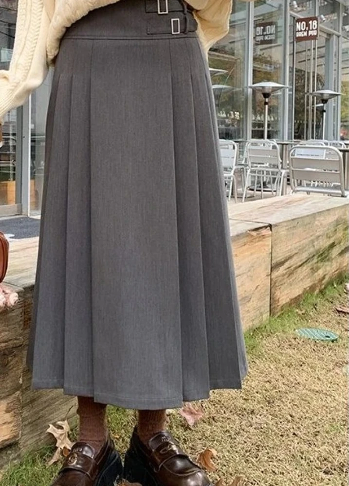 

Slightly Chubby Plus Size 2025 Winter High Waisted Skirt with Simple Pleated Skirt