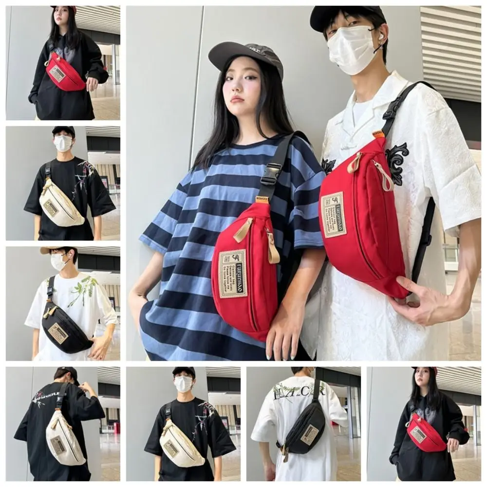 Casual Eenvoudige Japanse Harajuku Crossbody Tassen Effen Kleur Rits Crossbody Borsttas Veelzijdige Grote Capaciteit Schoudertassen Heren