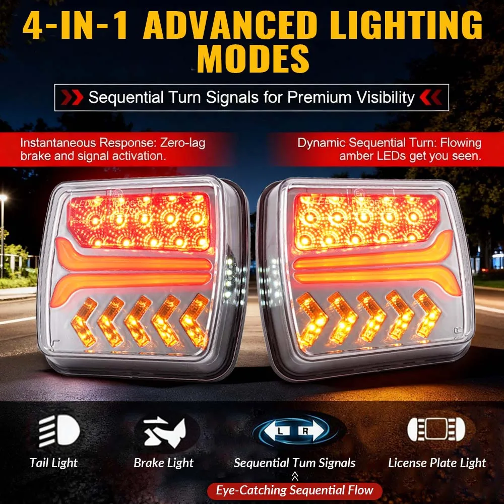 12V 24V Wireless Magnetic LED Tail Light Signal Warning Light with Magnet IP65 Waterproof Dustproof Rechargeable LED Tow Lights