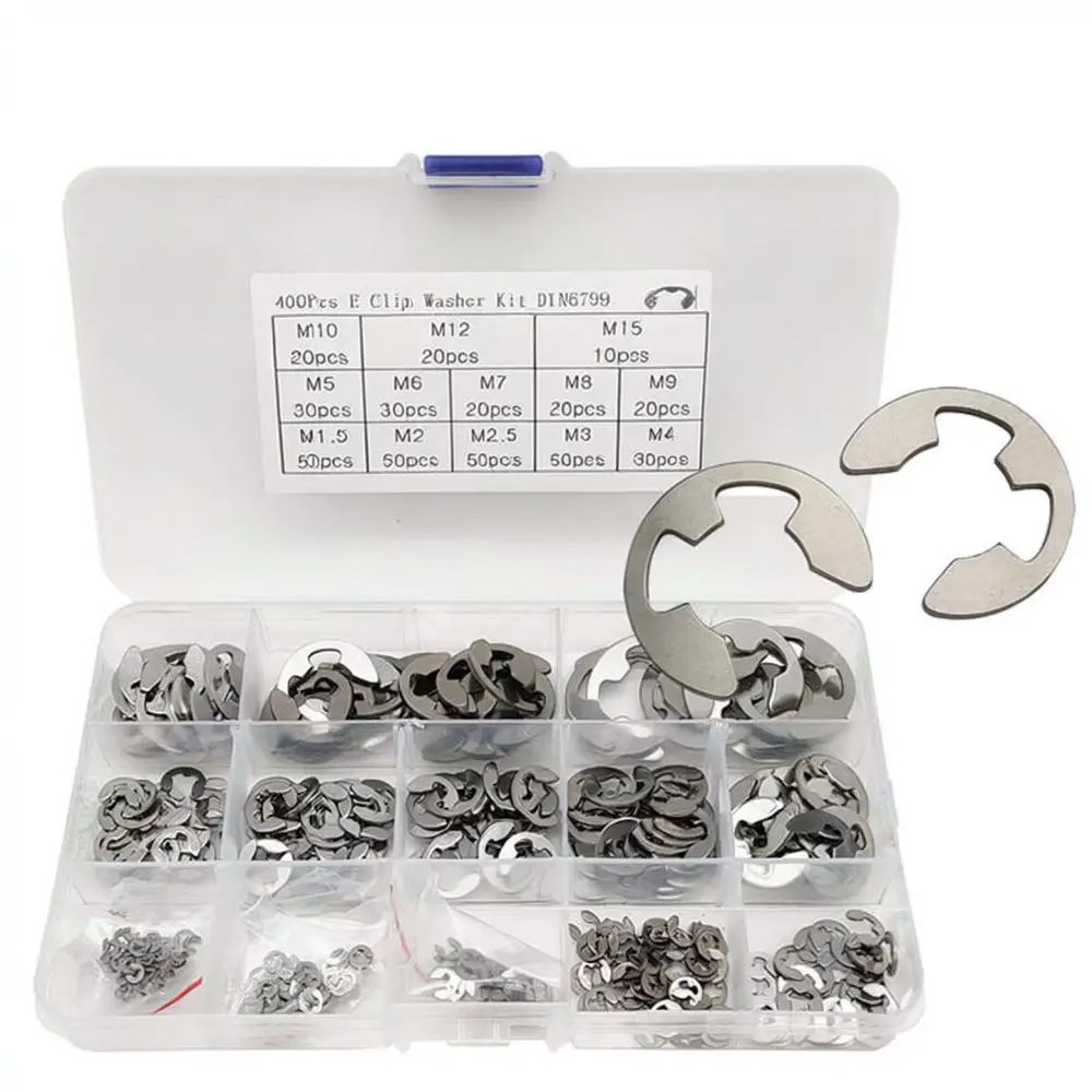 Stainless Steel E Type Snap Ring Assortment Hardware Fasteners For Industrial Shaft Repair And Component Fixing Set