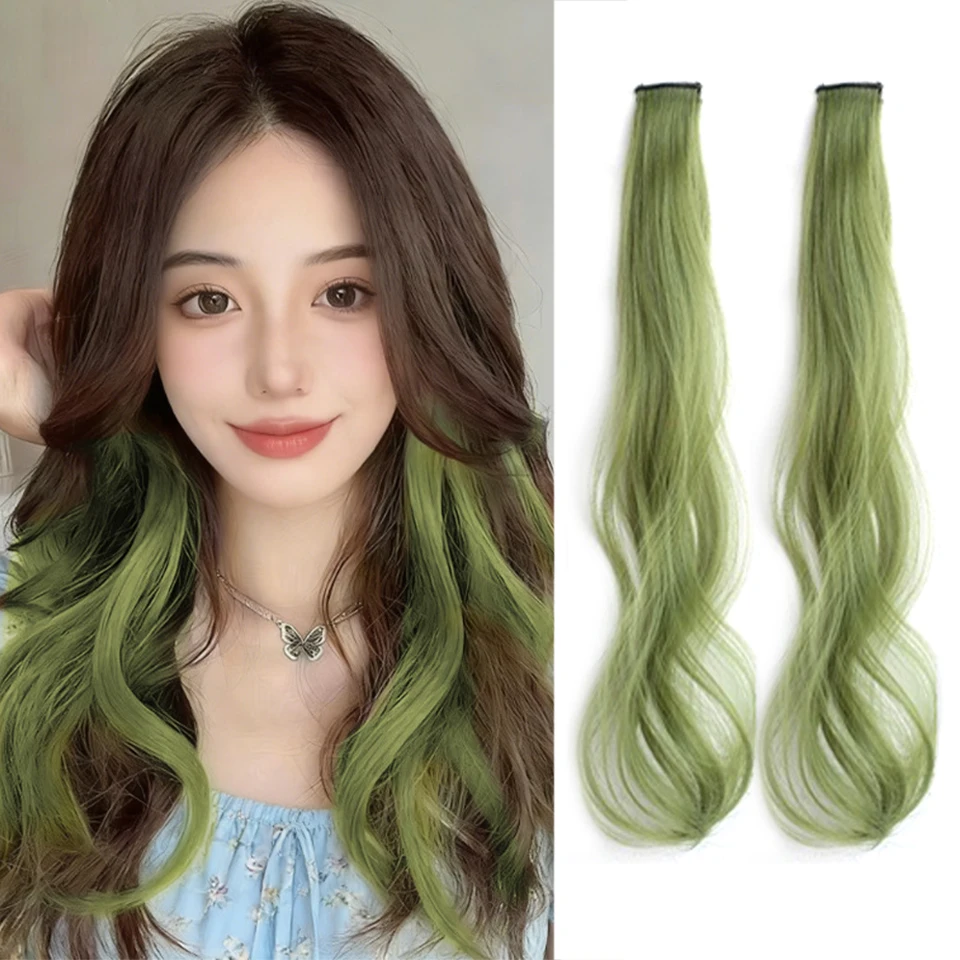 2-piece set of 20 inch Colored Curly Synthetic Hair Extensions Suitable for Halloween or Christmas Decoration for Women and Girl