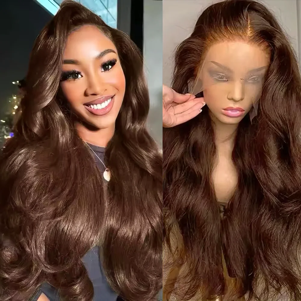 

13x4 13x6 Chocolate Brown Body Wave Lace Front Wigs HD Transparent Lace Frontal Wig Colored Human Hair Wigs For Women Preplucked