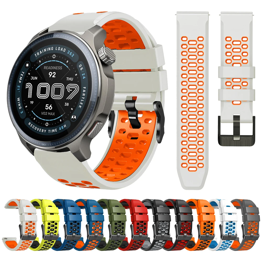 

22mm Sport Silicone Band For Amazfit Balance 2/Bip 6/Balance/Cheetah Pro/Cheetah (Round)/GTR 4/Bip 5 Two-Tone Strap Bracelet