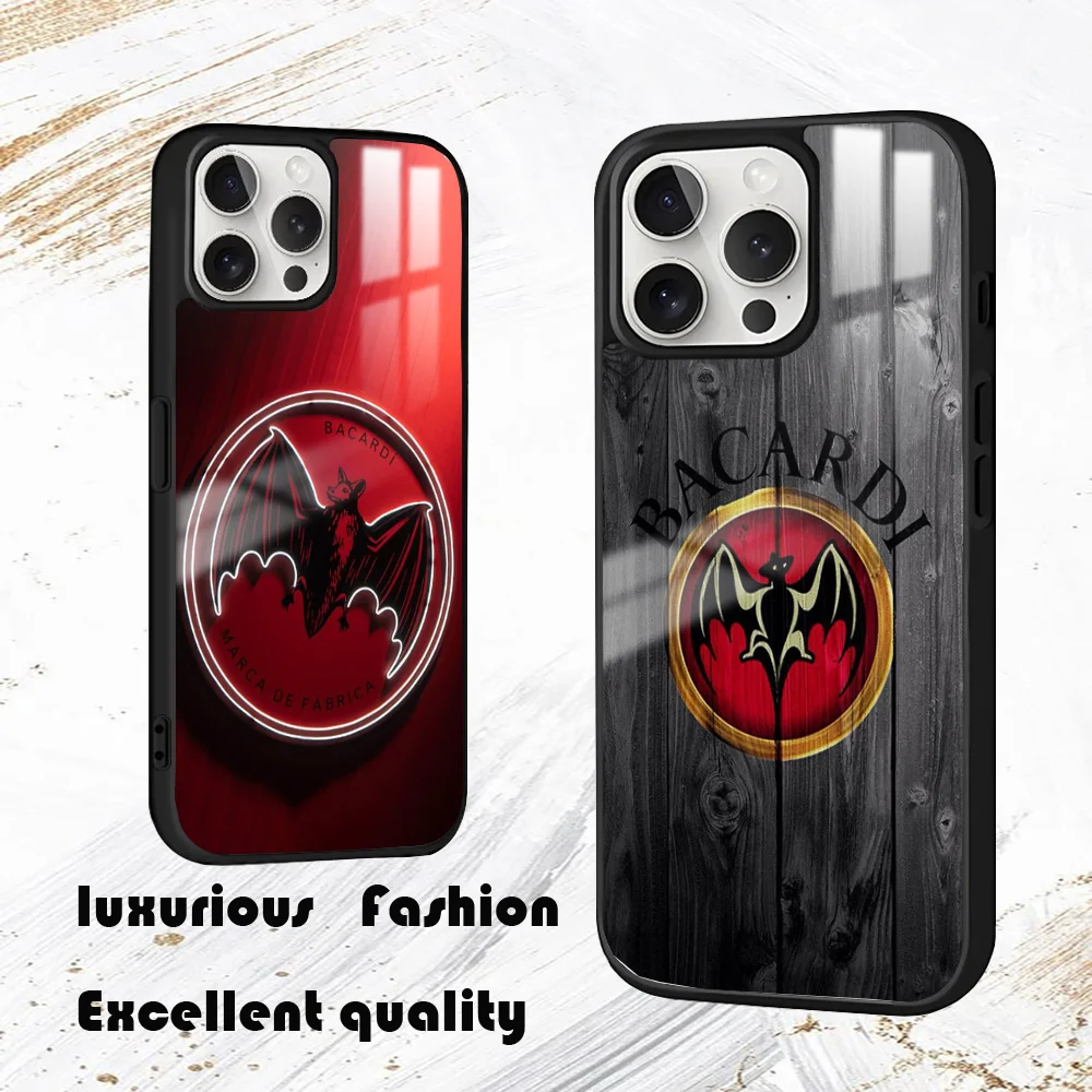 Bacardi Rum Vampire Bat Phone Case For iPhone 16 15 14 13 12 11 Pro Max Plus Mini PC Fashion mirror phone case