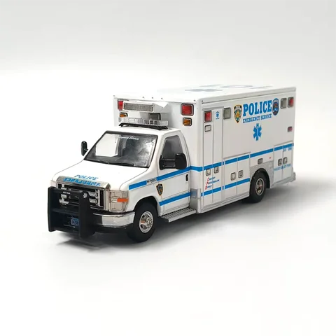 596 1:64 Scale E450 Ambulance 145#/2013 Explorer 161# Alloy Car Model Simulation Toy Desktop Collection Gift Static Display