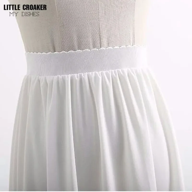 Enagua con forro de cintura alta de estilo chino, Falda larga plisada, parte inferior Maxi, falda de encaje blanco y negro para Hanfu