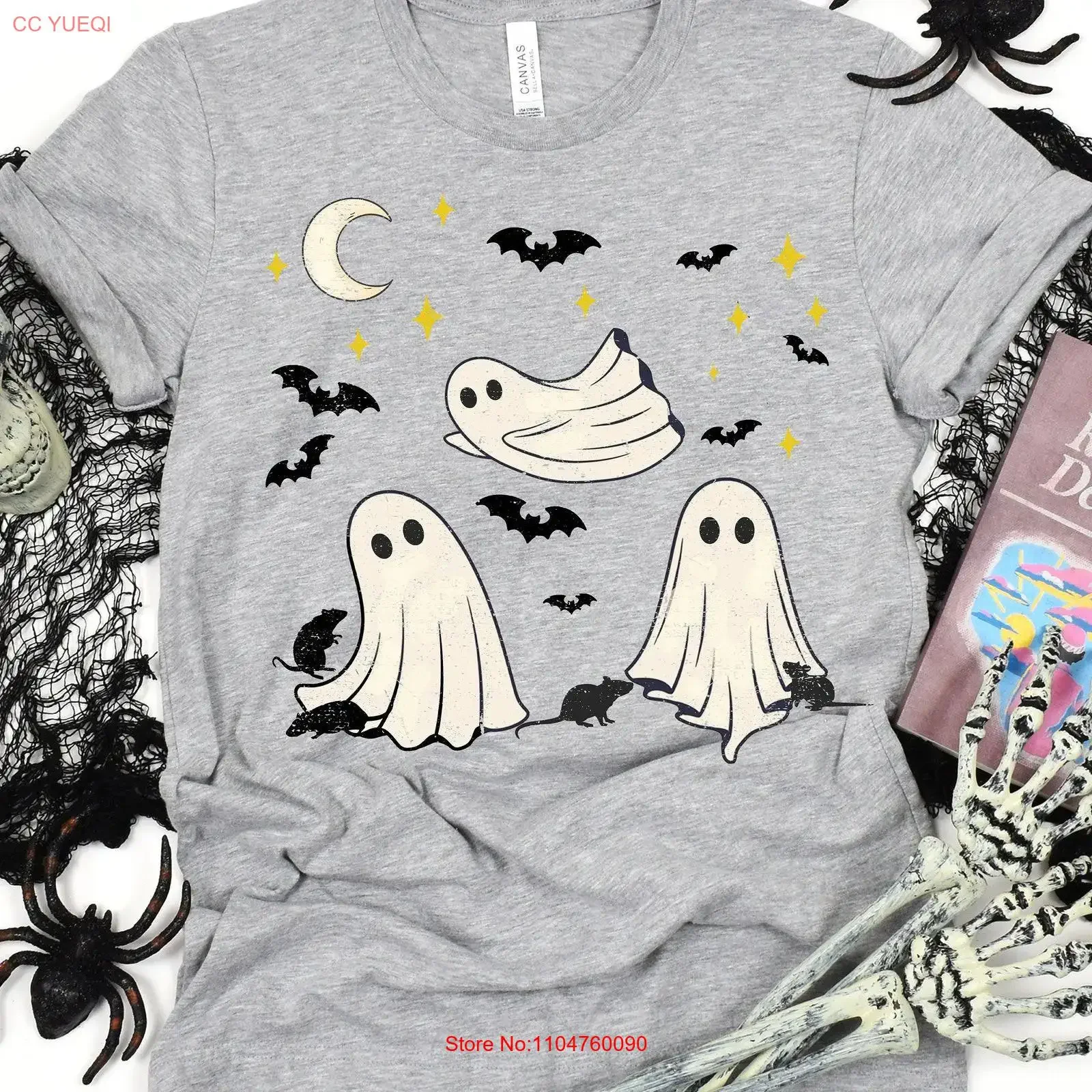 Ghosts Rats Bats T shirt Creepy Cute Apparel Halloween Mouse Clothing Spooky Season Art Custom Rodent Party  vintage Washed