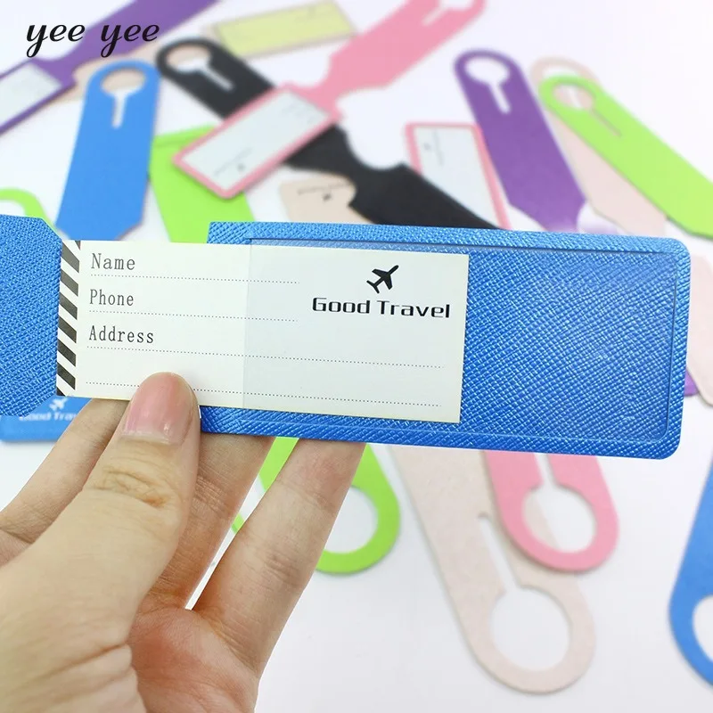 1PCS PU Luggage Tags ID Address Label Holder Boarding Pass Suitcase Baggage Check-In Name Tag Portable Airplane Travel Accessory