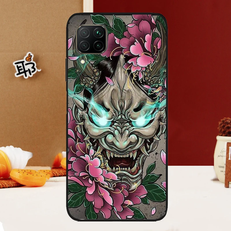 Japanese Oni Hannya Demon Mask For Huawei Nova Y91 Y90 Y61 Y60 Y70 5T Nova 9 10 SE 11 3i 7i 8i P20 P40 Lite P30 Pro Case