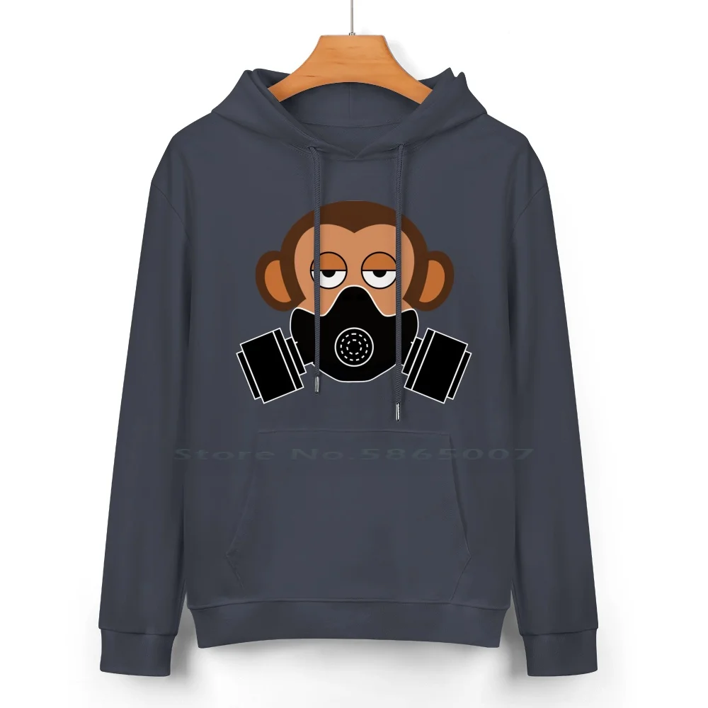 Wise Monkey With Gas Mask-Speak No Evil Pure Cotton Hoodie Sweater 24 Colors Monkey Ape Chimpanzee Funny Gasmask Humor Cool