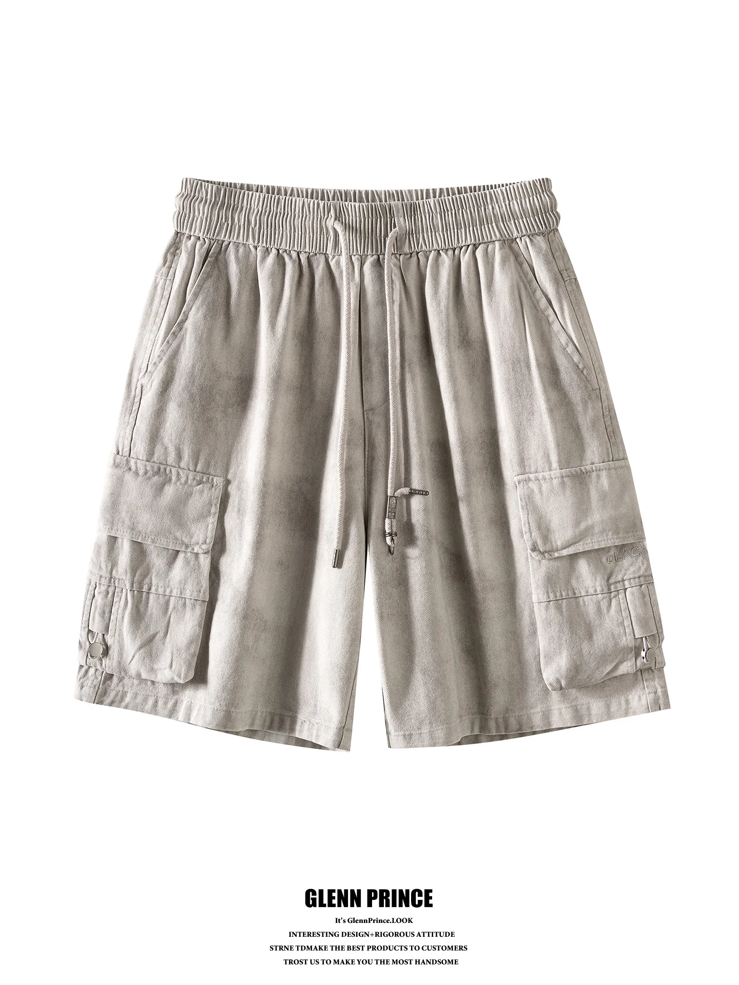 

American High Street Tie Dye Vintage Casual Shorts Men Summer New Loose Straight Leg Wide Leg Five Shorts Polyester Spandex