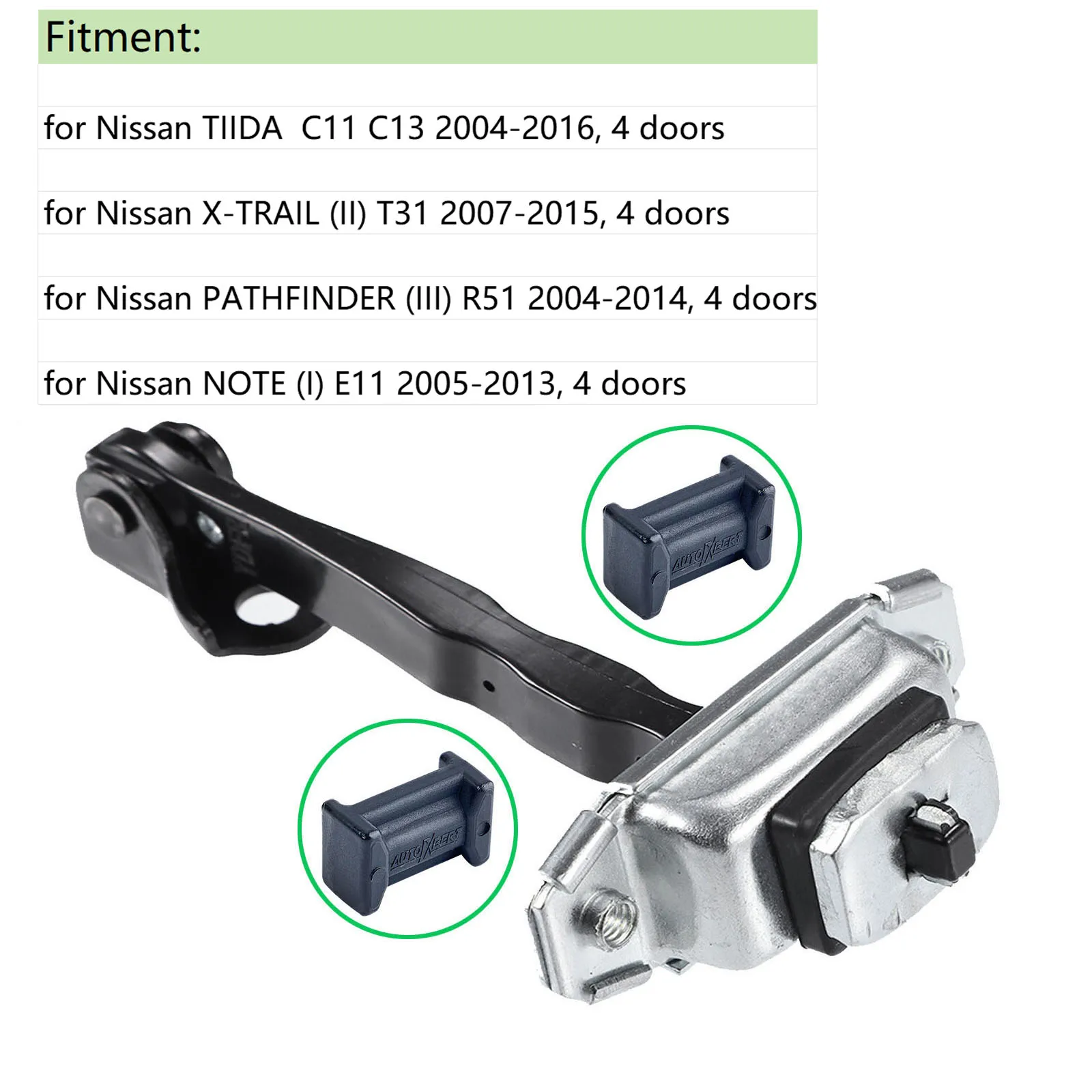 For Nissan Pathfinder Tiida X-Trail NOTE Check Assy Limiter Arm Jam Hinge Damping 4pcs Car Door Check Strap Stopper Repair Kit