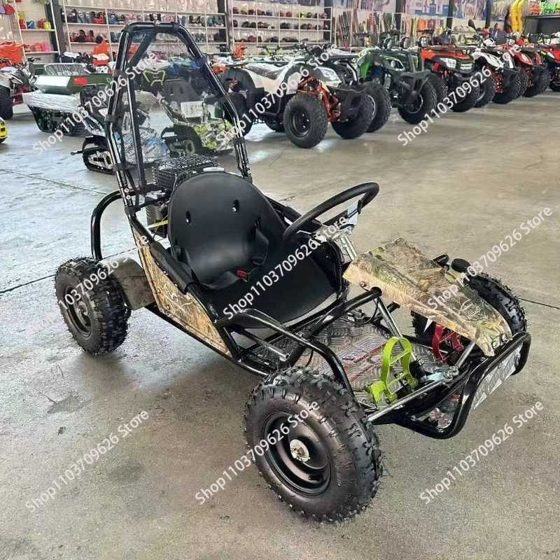 Go-kart, upgradeable track model, modified nail tires, universal for ice, land, and road.