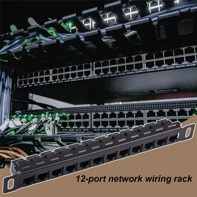 【Schlankes Design】Cat5e/Cat6-Kabel-Patchpanel, 12-Port-Netzwerk-Kabel-Organizer-Rack, ungeschirmt für Kabelmanagement