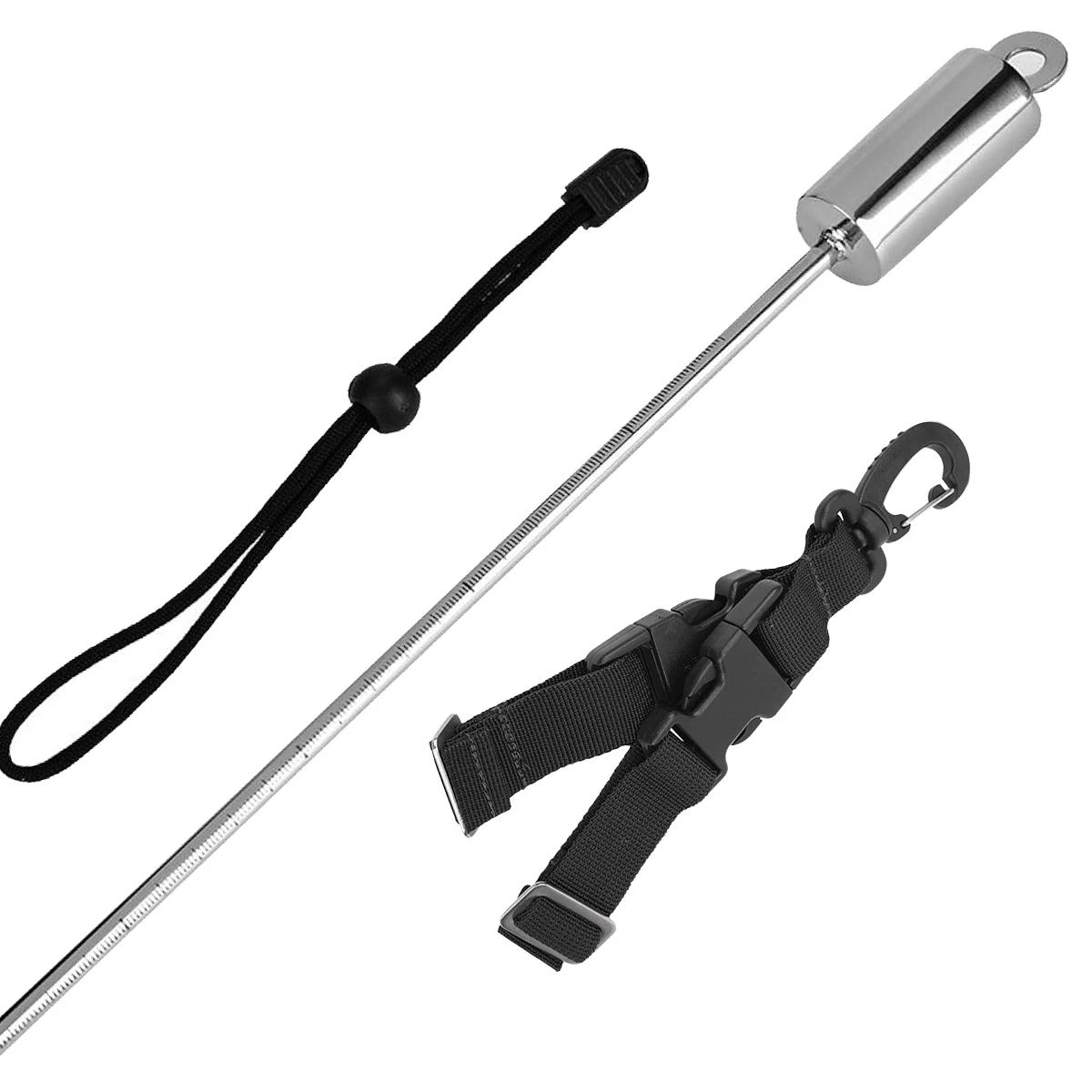 Dive Stick Scuba Diving Stainless Steel Lobster  Pointer with Keeper Strap,release buckle,Underwater Shaker Noise Maker