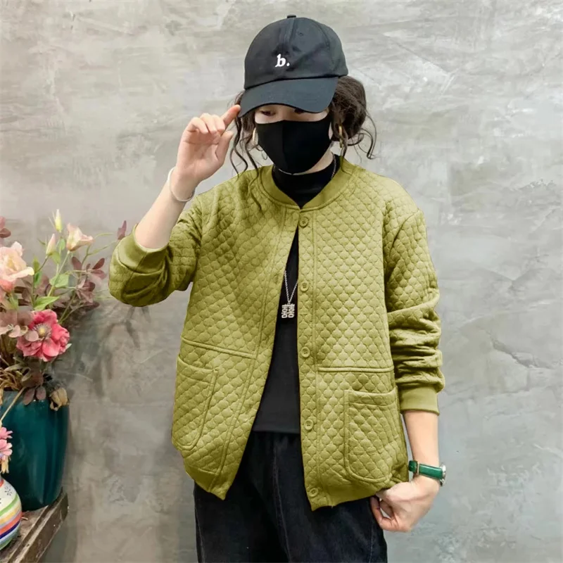 

Женские новые короткие куртки 2026, корейское свободное весенне-осеннее пальто, модное универсальное женское однотонное пальто с подкладкой для отдыха