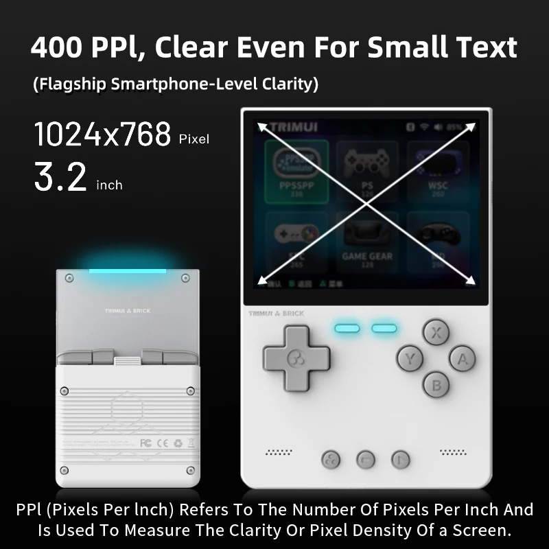 TRIMUI BRICK White Retro Game Console 400PPI IPS Screen Linux System 3000mAh Long-life Battery Mood LED Effect Gift Keycaps