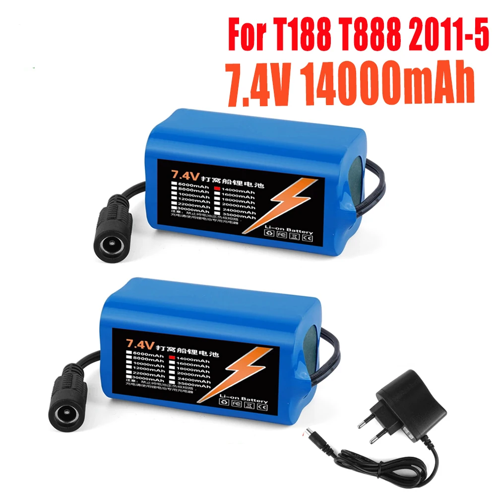 New lithium-ion battery pack, 7.4 V, 14000mAh, T1882011-5, T888, V007, H18, C18, suitable for fishing boats, LED