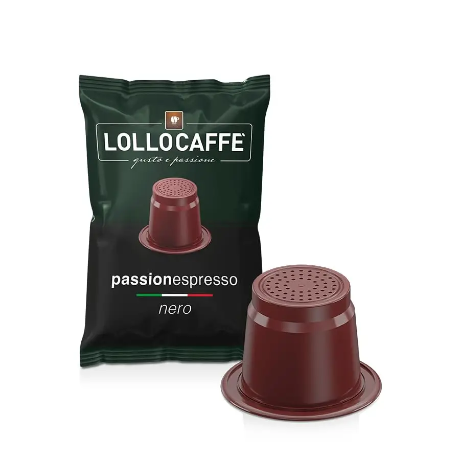 Café espresso Lollo Passione, mezcla negra - 100 cápsulas - Compatible con máquinas domésticas Nespresso *