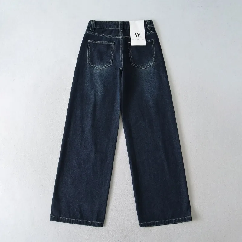 CharmChant Jeans larghi a vita alta blu scuro per donna Pantaloni casual da strada in cotone Cargo Autunno Inverno 2025 Novità in pantaloni in denim